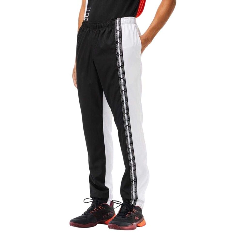 Lacoste Mens Colour Block Slim Tracksuit Bottoms / Black/White